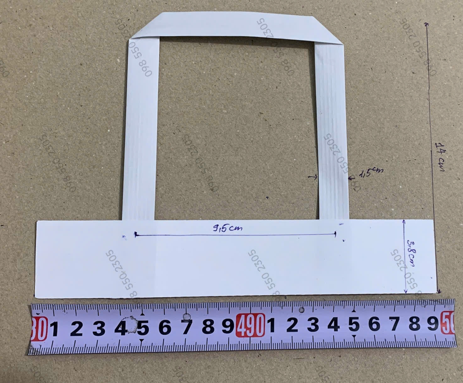 Quai túi giấy kraft dẹt trắng 19cm